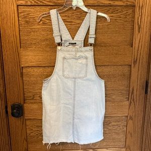 Denim overall mini dress